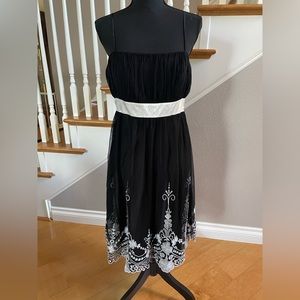 Black Dress with White Embroidery